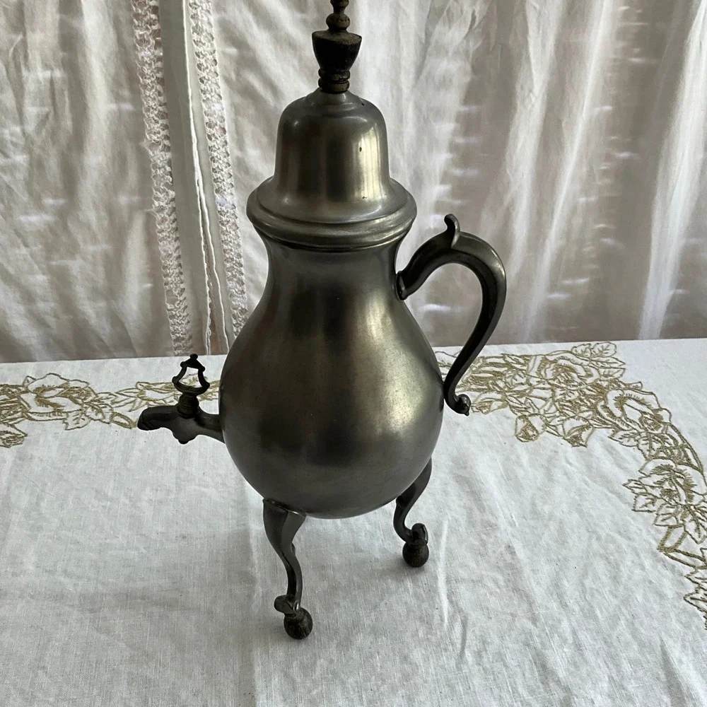 Vintage CK Kurz Tiel Handgemaakt Real Pewter Coffee Tea Urn Samovar 15